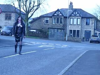 Crossdresser on the streets dressed as a prostitute