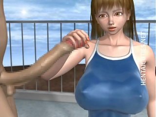 3D hentai street girl take shaft at poolside