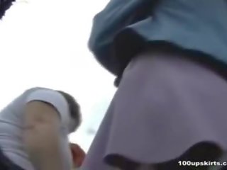 Mouth watering school lover upskirt